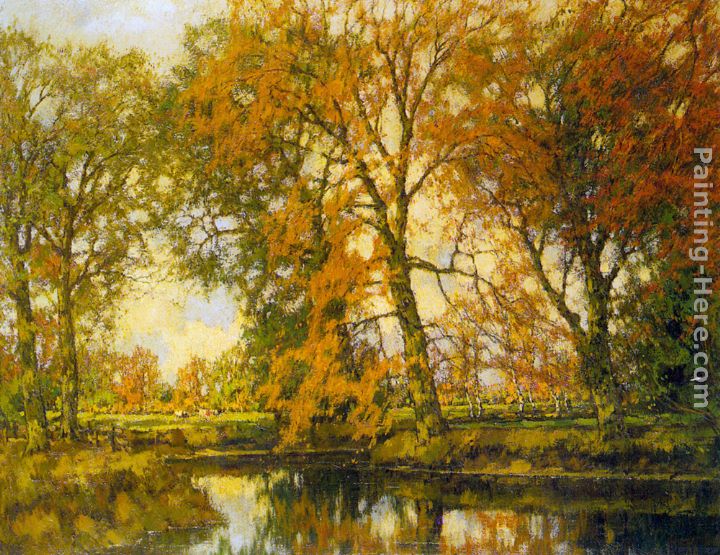An Autumn Landscape with Cows Near a Stream painting - Arnold Marc Gorter An Autumn Landscape with Cows Near a Stream art painting
